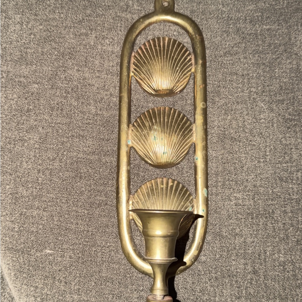 Vintage Hollywood Regency Shell Candle Wall Sconce